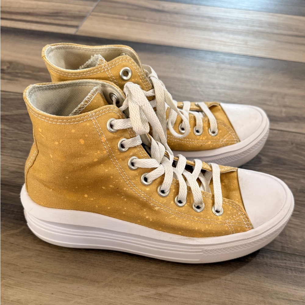 Converse Move Platform High Mustard Paint Splatter Size 7 Rare EU Colorway